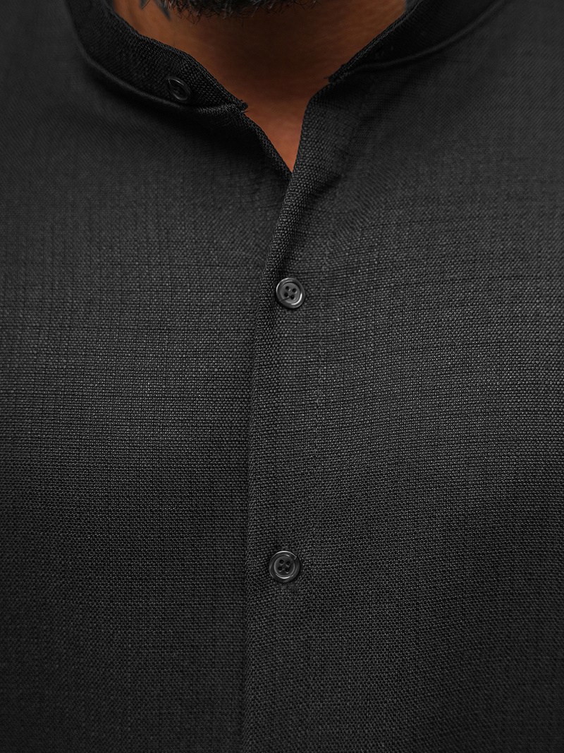 Koszula męska z krótkim rękawem czarna OZONEE O/Y972T