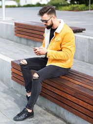 Kurtka męska jeans żółta OZONEE JB/JP1179/4Z