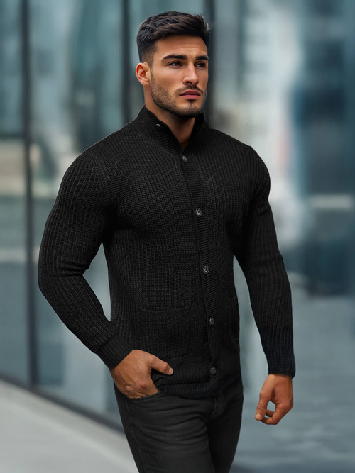 Sweter męski czarny OZONEE NB/MM6020/4Z