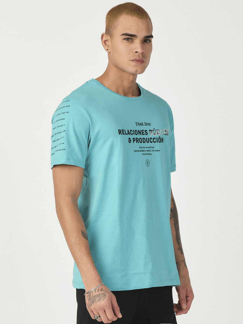 T-Shirt męski z nadrukiem miętowy OZONEE MR/21516