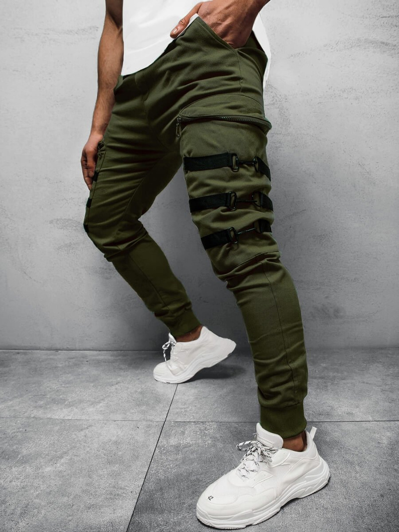 Spodnie męskie chino joggery khaki OZONEE G/11132