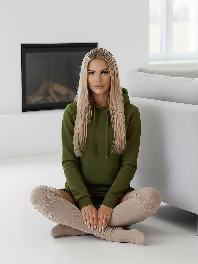 Bluza z kapturem damska khaki OZONEE JS/YS10005/29Z