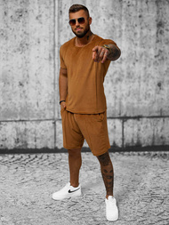 Komplet dresowy męski welurowy camelowy OZONEE O/12133Z