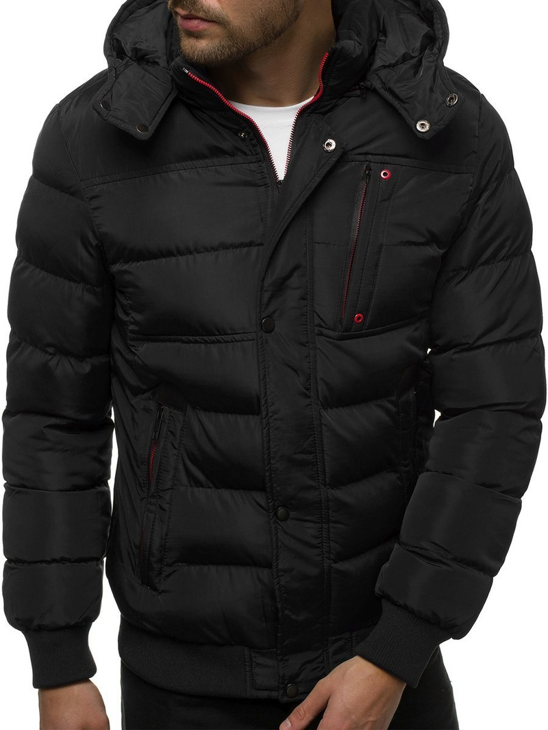 Kurtka zimowa męska pikowana czarna OZONEE JB/JP1185