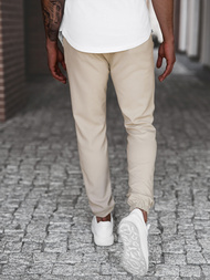 Spodnie męskie chino joggery materiałowe beżowe OZONEE DJ/5539Z