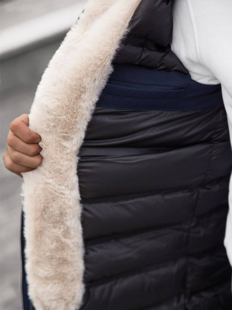 Kurtka zimowa męska parka z futerkiem granatowa OZONEE JS/22M115/3