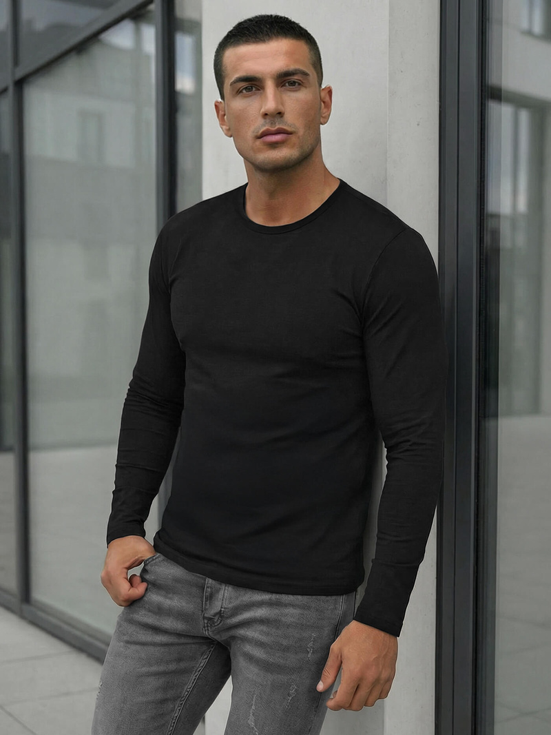 Longsleeve męski czarny OZONEE JS/DB71/1