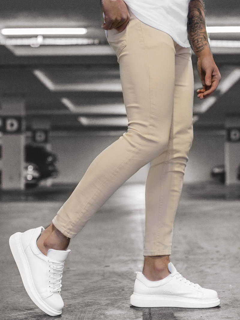 Spodnie męskie jeansowe beżowe/a OZONEE DP/583