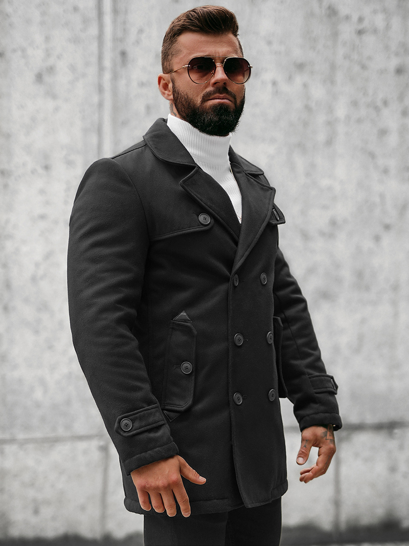 Płaszcz męski czarny OZONEE JS/79M3123Z