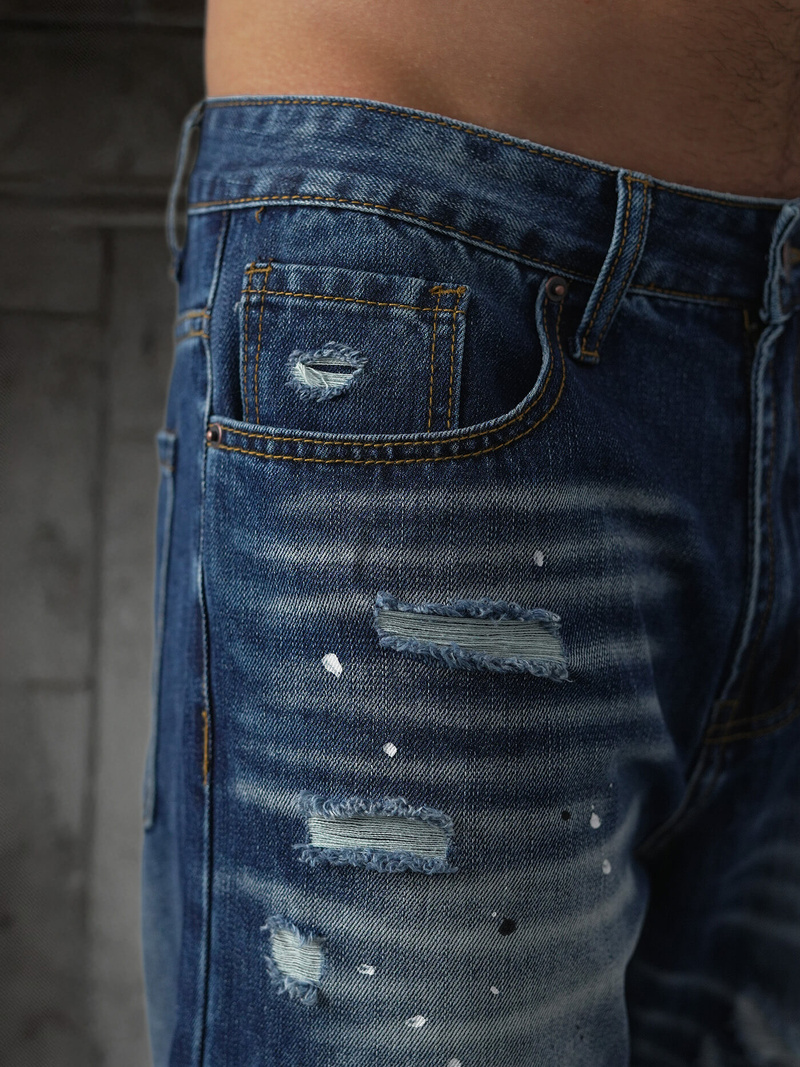 Spodnie jeansowe męskie wide leg niebieskie OZONEE O/KK2885