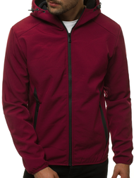 Kurtka softshell męska z kapturem bordowa OZONEE JS/KS2189