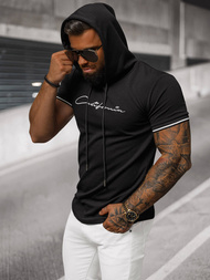 T-shirt męski z kapturem czarny OZONEE O/T7170