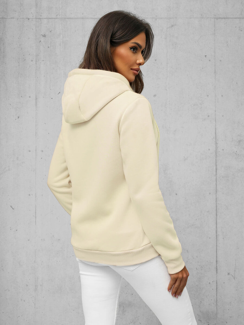 Bluza damska rozpinana z kapturem ecru OZONEE JS/W03/67Z