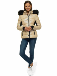 Kurtka zimowa damska z futerkiem beżowa OZONEE O/DK066/70