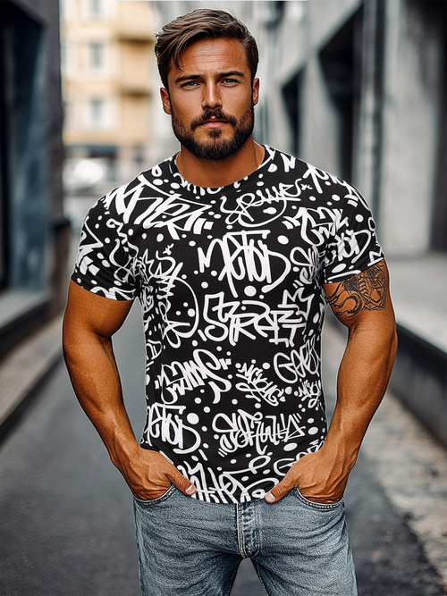 T-shirt męski czarny OZONEE JS/8T1216/3Z