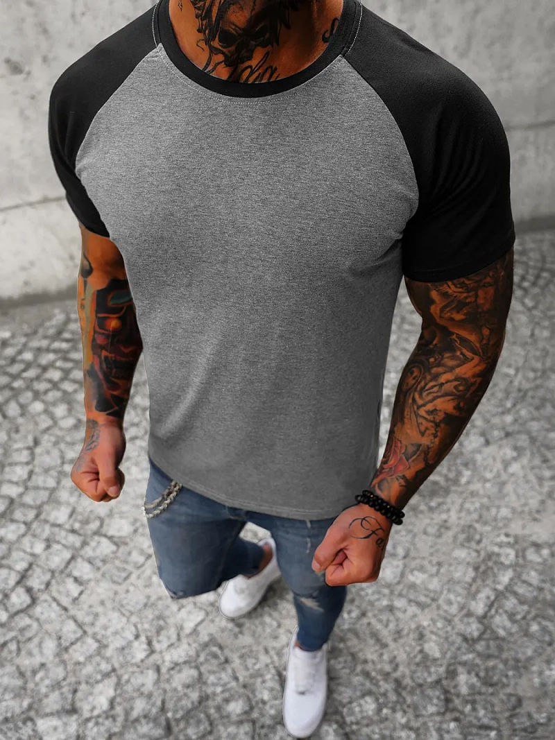T-shirt męski grafitowo-czarny OZONEE JS/8T82/6