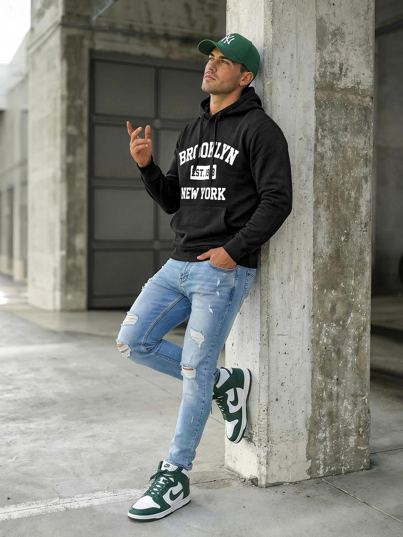 Bluza z kapturem męska czarna OZONEE JS/8B1767/3Z