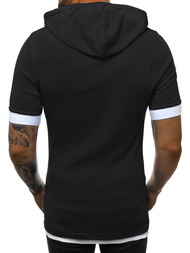 T-Shirt z kapturem męski czarno-biały OZONEE O/1273Z