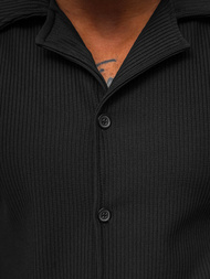 Koszula męska z krótkim rękawem czarna OZONEE O/Y963T