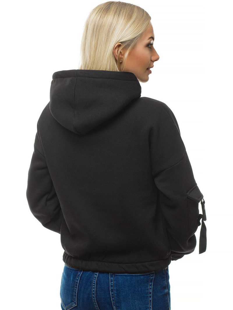 Bluza damska z kapturem czarna OZONEE O/12104