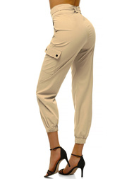 Spodnie damskie joggersy beżowe OZONEE O/HM001