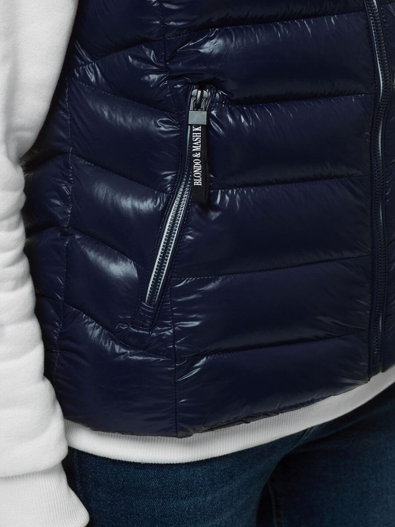 Kamizelka damska pikowana z kapturem granatowa OZONEE N/6816/2