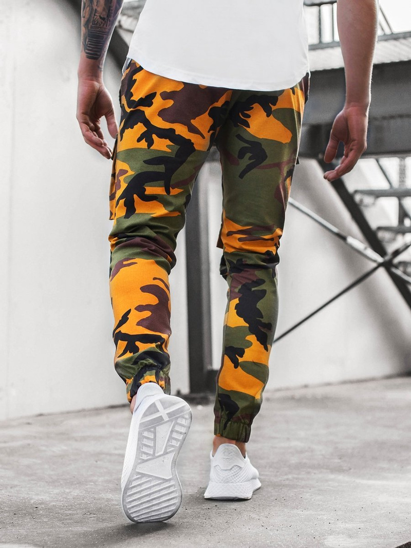 Spodnie męskie chino joggery żółte-khaki OZONEE G/2787