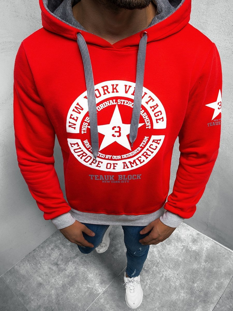 Bluza z kapturem męska czerwona OZONEE JS/Y10038