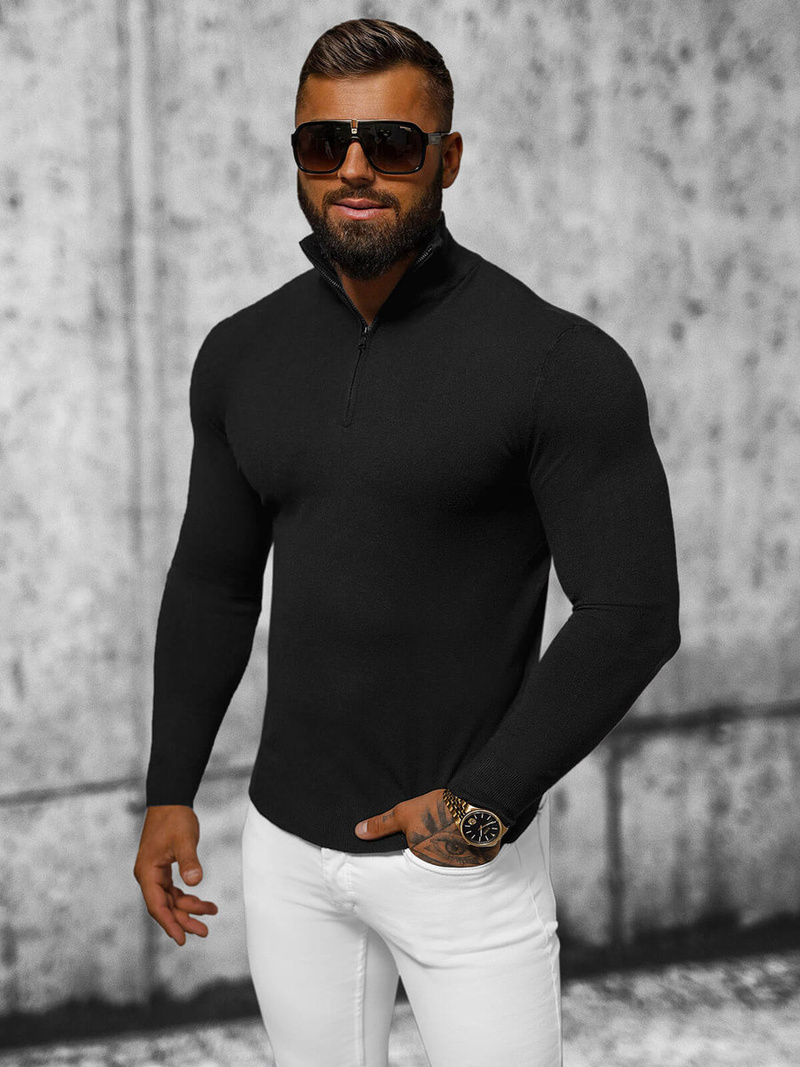 Sweter męski czarny OZONEE NB/MM6007/4Z