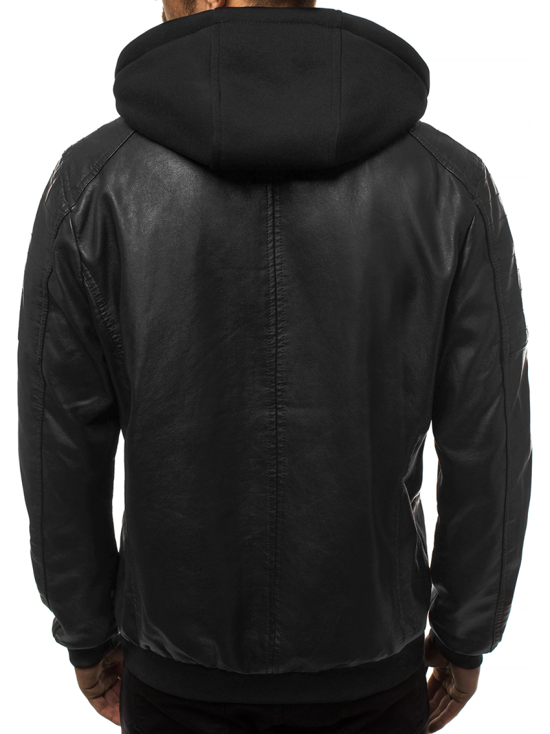 Kurtka skórzana męska czarno-żółta OZONEE N/6132