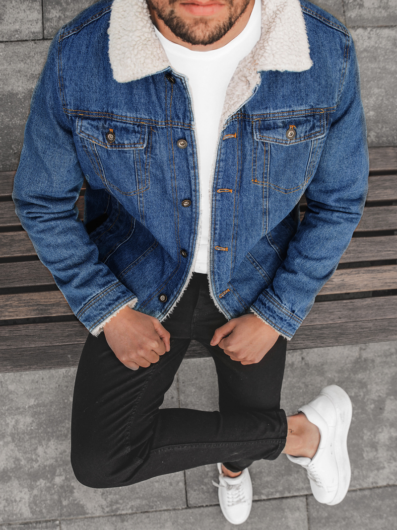 Kurtka męska jeans niebieska OZONEE JB/JP1156Z