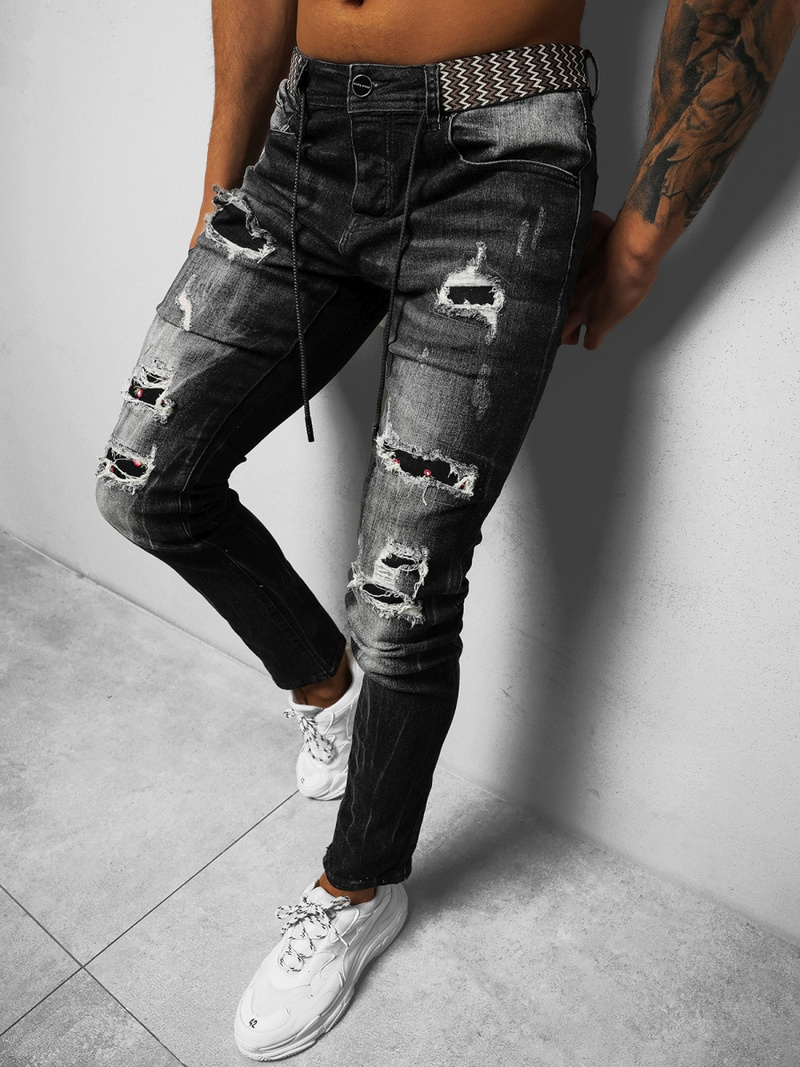 Spodnie jeansowe męskie czarne OZONEE NB/MP0026G