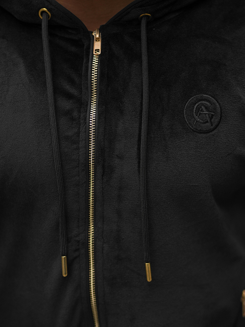 Komplet dresowy męski welurowy czarny OZONEE O/12137