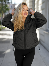 Kurtka damska pikowana czarno-beżowa OZONEE JS/16M9315/392B