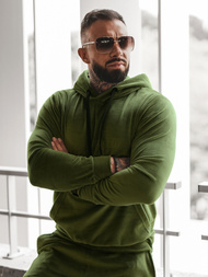 Komplet dresowy męski welurowy khaki OZONEE O/12131Z