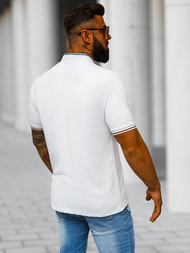 Koszulka męska polo ze stójka biała OZONEE O/DA799