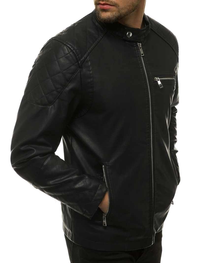 Шкiряна куртка чоловіча Чорна OZONEE JB/JP1151