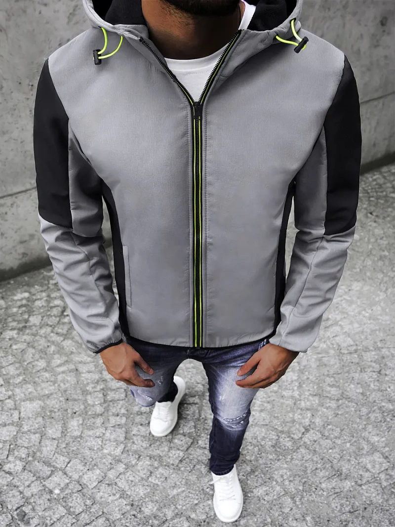 Kurtka softshell męska z kapturem szara OZONEE JS/KS2214Z