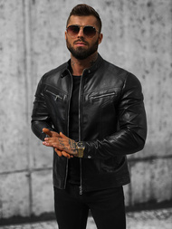 Kurtka skórzana męska czarna OZONEE JS/11Z8016