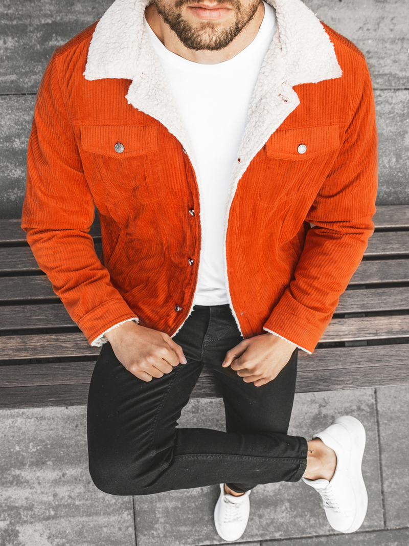 Kurtka męska jeans pomarańczowa OZONEE JB/JP1179/3Z