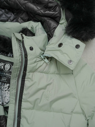 Kurtka zimowa damska długa pikowana miętowa OZONEE O/W377Z