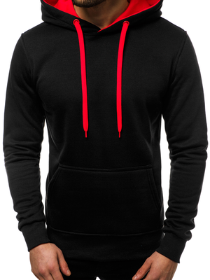 Bluza z kapturem męska czarno-czerwona OZONEE JS/2011