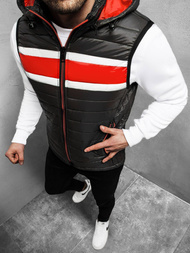 Kamizelka męska pikowana z kapturem czarna OZONEE N/6700