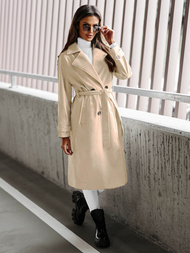 Płaszcz damski skórzany beżowy OZONEE JS/11Z8100