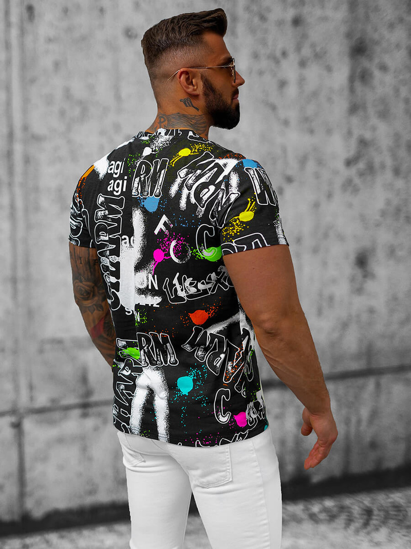 T-shirt męski czarny OZONEE JS/8T967