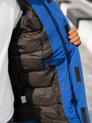 Kurtka zimowa męska parka z futerkiem niebieska OZONEE JB/JP1173/5Z