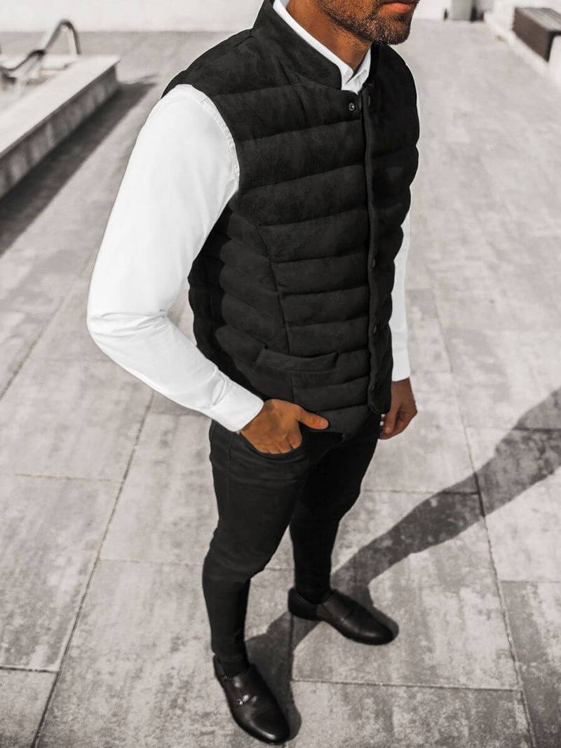 Kamizelka męska pikowana czarna OZONEE DE/2094