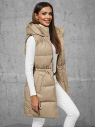 Стьобаний жіночий жилет Бежева OZONEE JS/5M3186/62