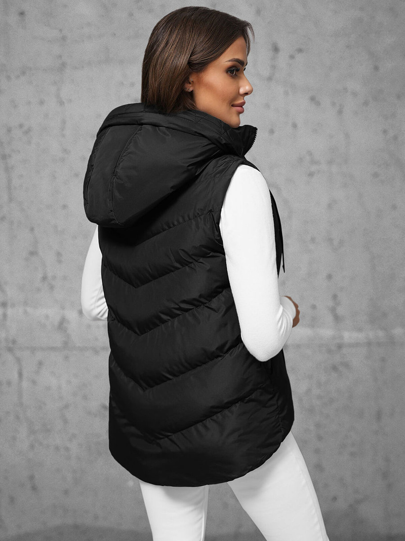 Kamizelka damska pikowana czarna OZONEE JS/5M3176/392