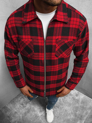 Koszula męska flanelowa w kratę czerwono-czarna OZONEE B/20402056Z